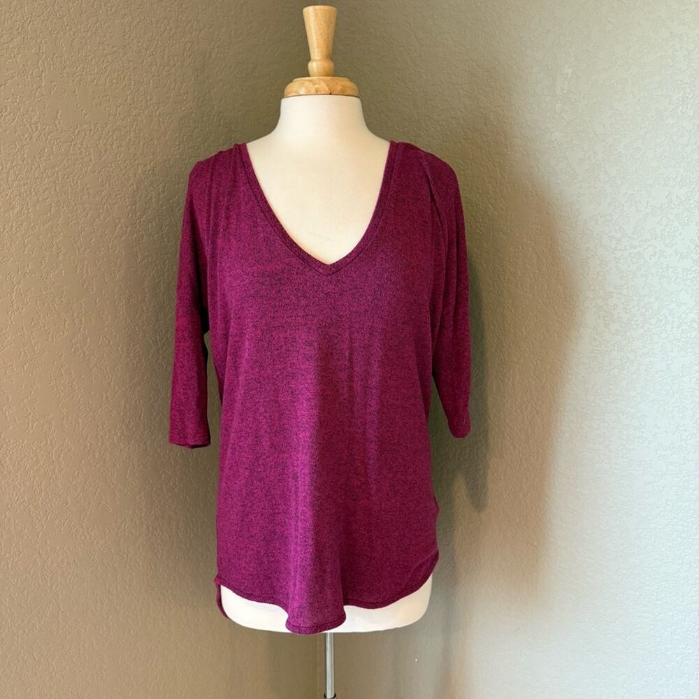 Express V-Neck Purple Knit Top Large